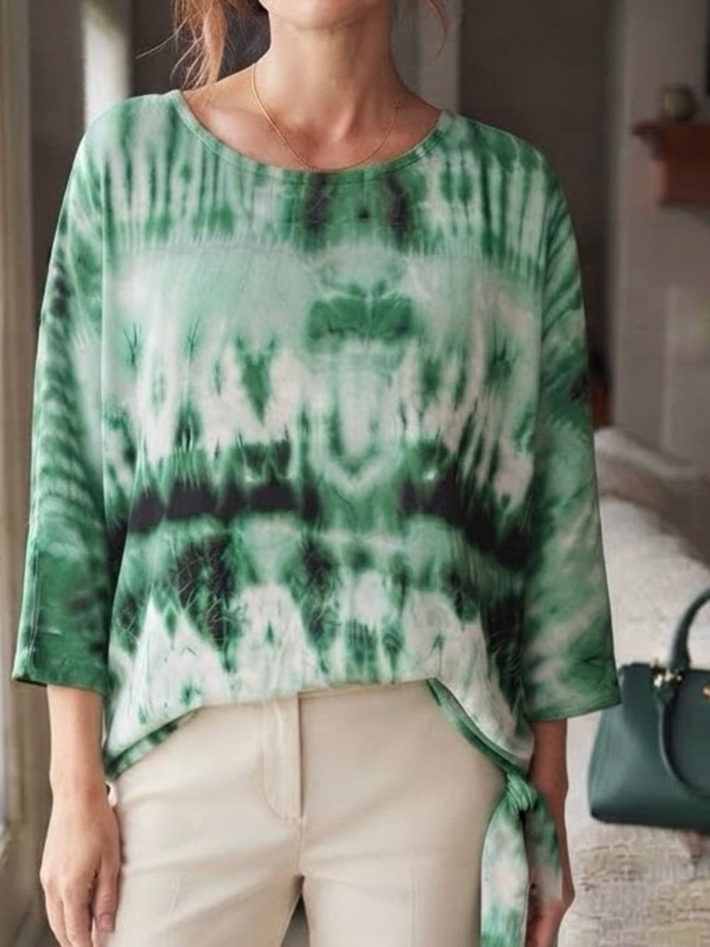 Michael Kors Green Tie-Dye Dolman Tunic Size L⁠